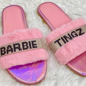 Barbie Tingz Fur Slides. Available in size 6-11.
